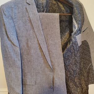 Men's gray linen suit pants